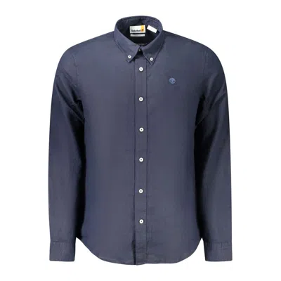 Timberland Mandarin-collar Long-sleeve Shirt In Blue