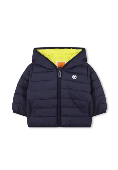 Timberland Blue Down Jacket For Baby Boy Wih Logo
