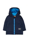 Timberland Blue Down Jacket For Baby Boy With Logo In Blue