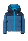 Timberland Blue Down Jacket For Boy With Logo In Blue