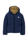 Timberland Blue Down Jacket For Boy With Logo In Blue