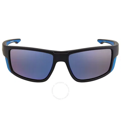 Timberland Blue Flash Rectangular Men's Sunglasses Tb9218 02d 62 In Black / Blue
