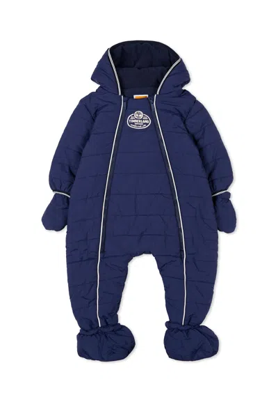 Timberland Blue Snowsuit For Baby Boy With Logo