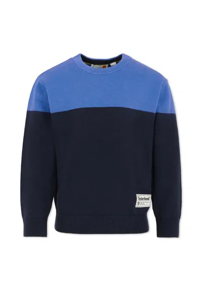 Timberland Kids' Blue Sweater For Boy With Patch