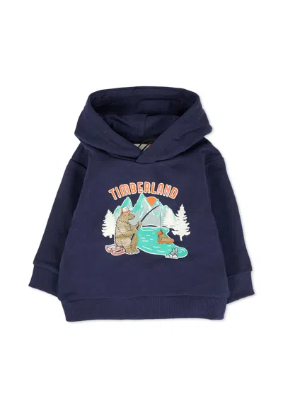 Timberland Blue Sweatshirt For Baby Boy With Bear