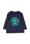 Timberland Blue T-shirt For Baby Boy With Logo In Blue
