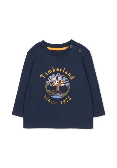 TIMBERLAND BLUE T-SHIRT FOR BABY BOY WITH LOGO