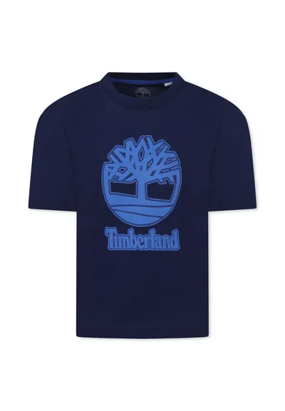 Timberland Kids' Blue T-shirt For Boy With Logo