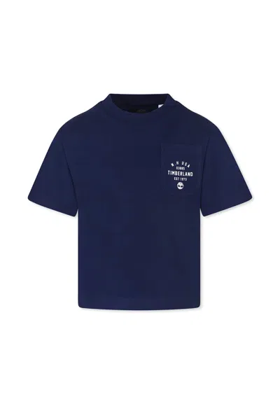 Timberland Kids' Blue T-shirt For Boy With Logo