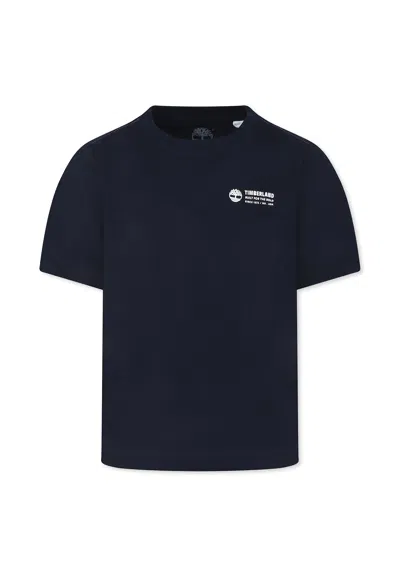 Timberland Kids' Blue T-shirt For Boy With Logo