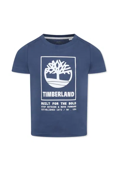 Timberland Kids' Blue T-shirt For Boy With Logo