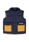 Timberland Blue Vest For Baby Boy With Logo In Blue