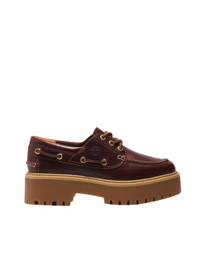 Timberland Boat Shoes Con Plateau Stone Street W Marrone Scuro In Burgundy