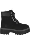 Timberland Stone Street Leather Platform Ankle Boots In Black