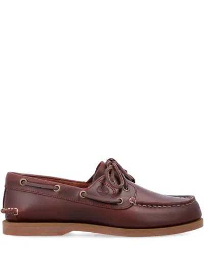 TIMBERLAND BORDEAUX CALF LEATHER MOCASSINS WITH LACE-UP