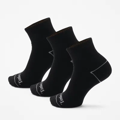 Timberland Bowden 3-pack Full Cushion Quarter Sock In Black