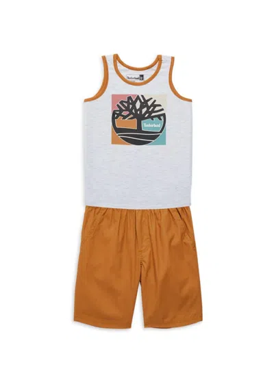 Timberland Kids' Boy's 2-piece Logo Graphic Muscle Tee & Shorts Set In Assorted