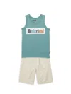 TIMBERLAND BOY'S 2-PIECE LOGO GRAPHIC MUSCLE TEE & SHORTS SET
