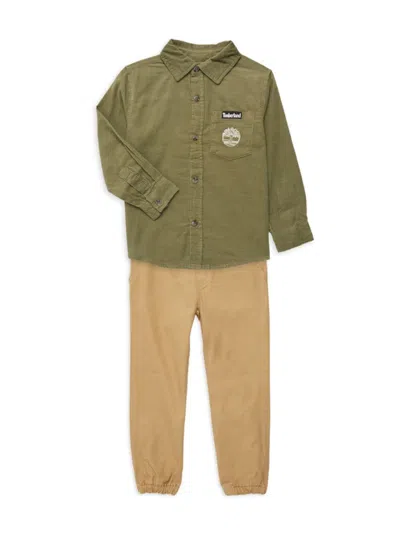 Timberland Kids' Boy's 2-piece Logo Shirt & Pants Set In Multi