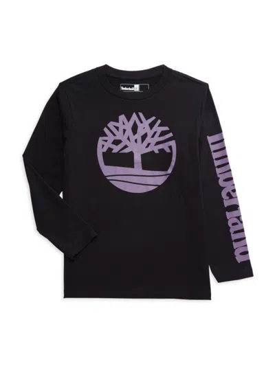 Timberland Babies' Boy's Logo Tee In Black Purple