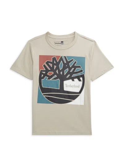 Timberland Babies' Boy's Quad Block Logo Graphic Tee In Island Fossil
