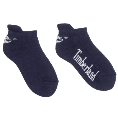 Timberland Babies' Boys Blue Cotton Logo Trainer Socks