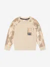 Timberland Boys Patterned Sleeve Sweatshirt In Neutral