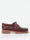 Timberland Brown Loafers With Embossed Logo On The Side And Low Block Heel In Leather Man In Orange