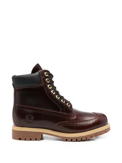 Timberland Brogue-detail Leather Boots In Brown