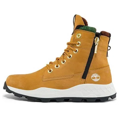 Timberland Brooklyn Side Zip Sneaker Wide Fit Boot 'wheat Nubuck With Camouflage' In Brown