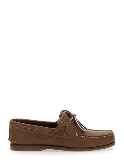Timberland Brown Boat Loafers With Lace-up Detail