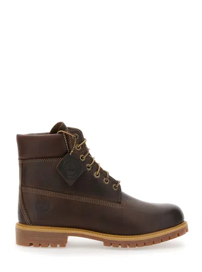 Timberland Brown Water-proof Boots With Logo In Leather Man