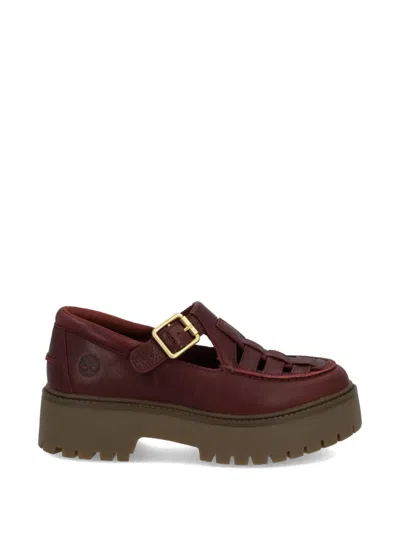 Timberland Chunky Sole Round Toe Cut-out Loafers In Burgundy