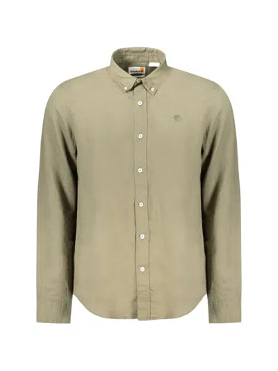 Timberland Button-down Linen Shirt In Green