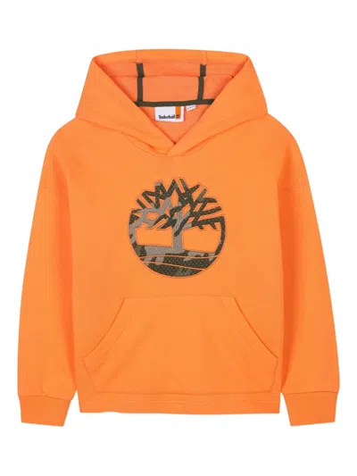 Timberland Kids' Camouflage-logo Hoodie In Orange
