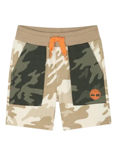 Timberland Babies' Camouflage-panelled Shorts In Brown