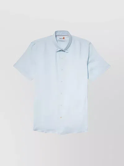 Timberland Casual Shirt With Button-down Collar And Short Sleeves In Blue