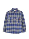 Timberland Check-pattern Logo-patch Shirt In Blue