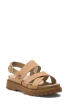 Timberland Clairemont Way Cross Strap Sandal In Medium Beige Nubuck