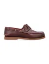Timberland Marine-inspired Bordeaux Boat Shoes With Decorative Lacing