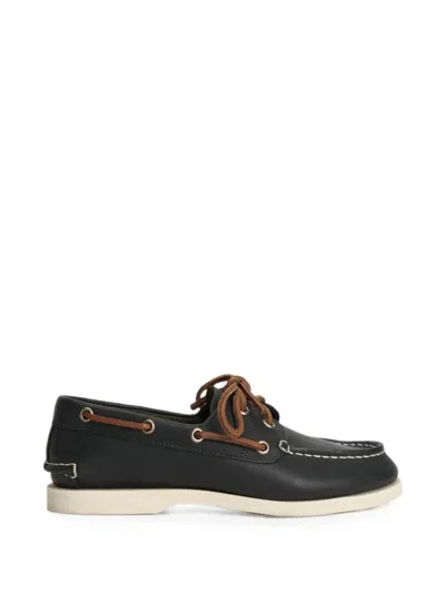 Timberland Contrast-stitch Lace-up Boat Shoes In Black