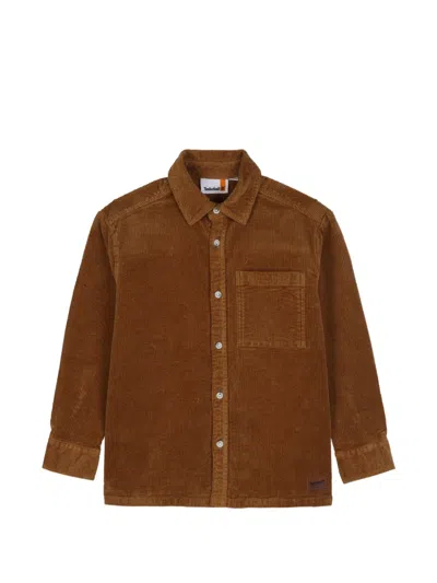 Timberland Kids' Corduroy Chest-pocket Shirt In Brown