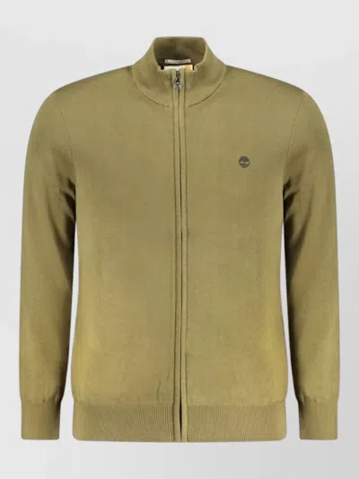Timberland Cotton High-neck Zip-up Cardigan In Green