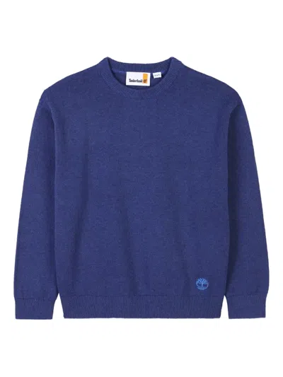 Timberland Kids' Crew-neck Cotton Sweater In Blue