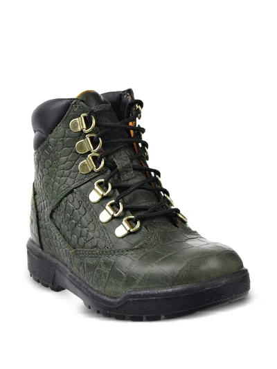 Timberland Kids' Croc-effect Field Boots In Green