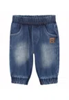 Timberland Denim Jeans For Baby Boy With Patch In Blue