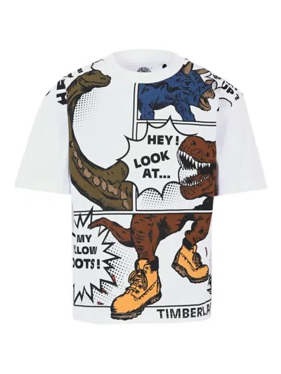 Timberland Kids' Dinosaur-print T-shirt In White