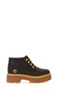 Timberland Chunky Sole Ankle Boots With Metal Eyelets In Brown