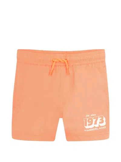 Timberland Babies' Drawstring-fastening Swim Shorts In Orange