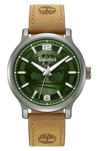 Timberland Driscoll Leather Strap Watch, 43mm In Orange